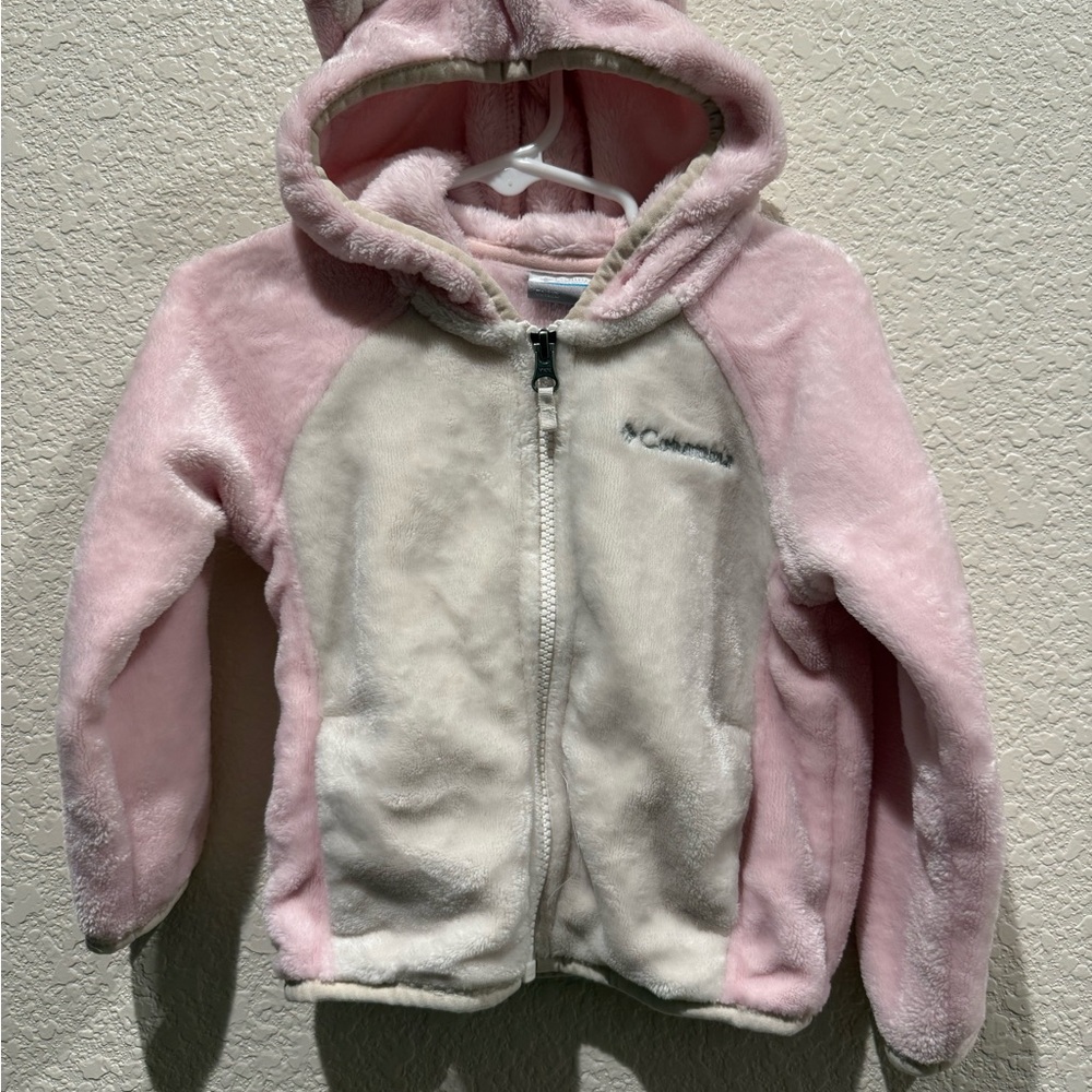 Columbia Kids' Pink and Cream Fleece Hoodie size 2T